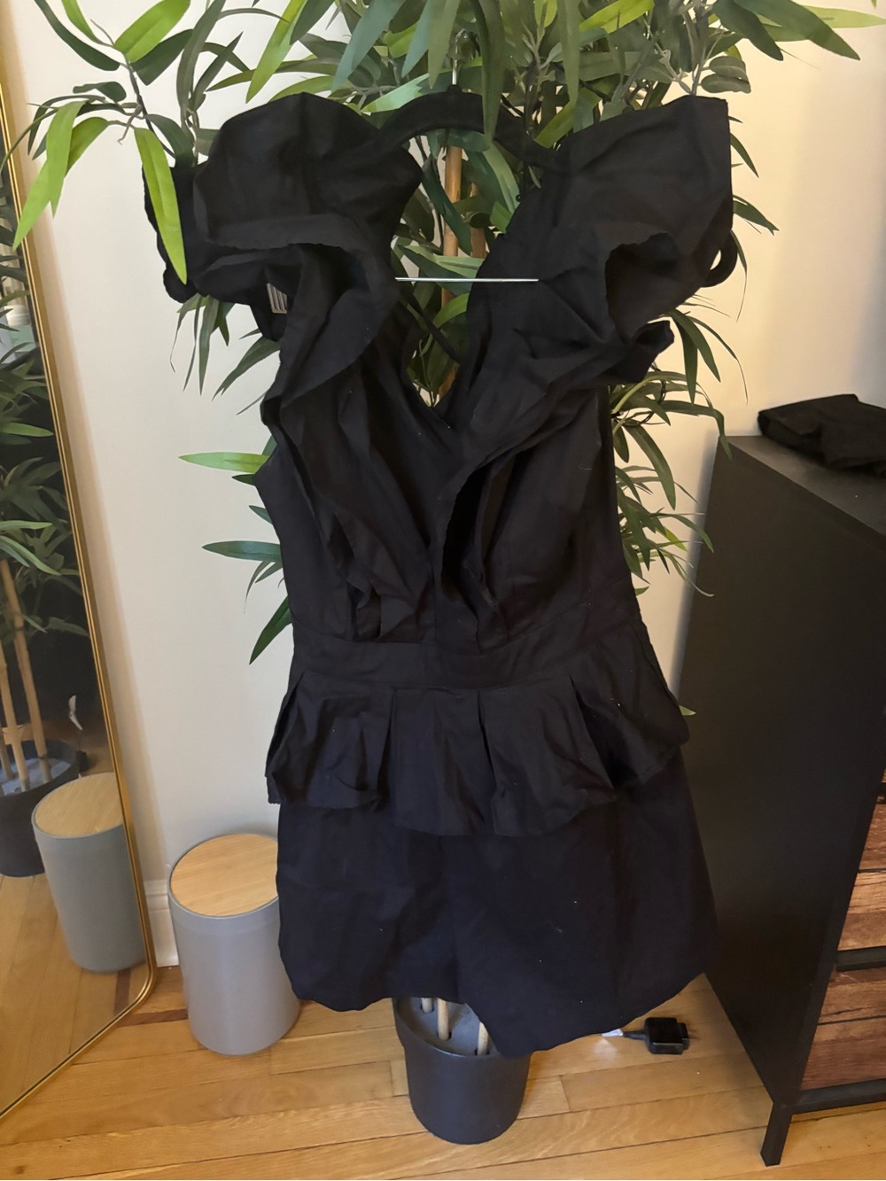 Black Ruffled Peplum Mini romper